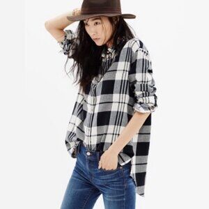 Madewell Oversized Flannel Shirt Lamont Plaid Tomboy Shirttail Top Size XXS Boho